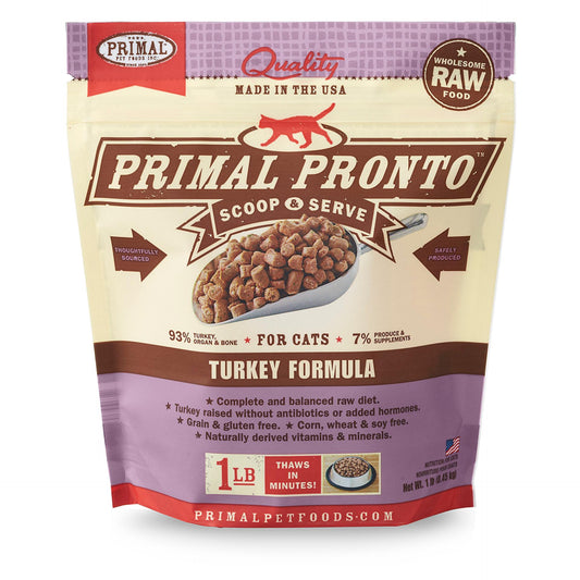 Primal Pronto Raw Frozen Turkey Formula Cat Food, 1-lb (Size: 1-lb)