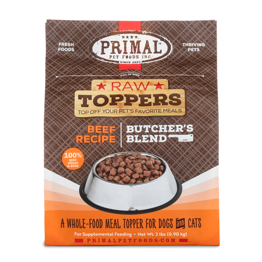 Primal Raw Toppers Butcher's Blend Beef Dog & Cat Food Topper, 2-lb (Size: 2-lb)
