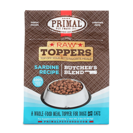 Primal Raw Toppers Butcher's Blend Sardine Dog & Cat Food Topper, 2-lb (Size: 2-lb)