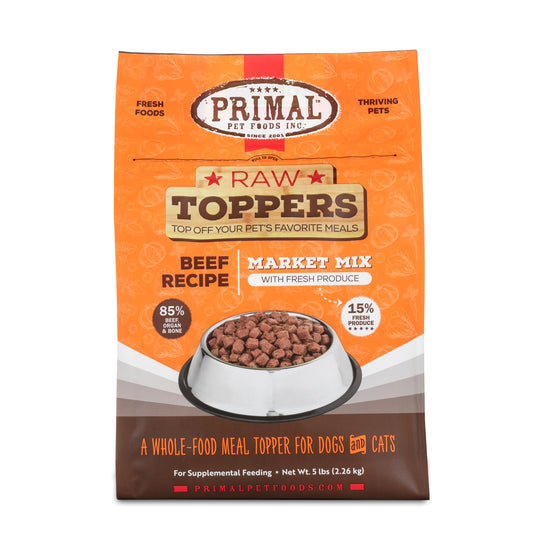 Primal Raw Toppers Market Mix Beef Dog & Cat Food Topper, 5-lb (Size: 5-lb)