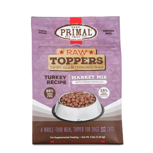 Primal Raw Toppers Market Mix Turkey Dog & Cat Food Topper, 5-lb (Size: 5-lb)
