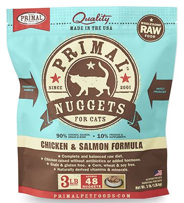 Primal Raw Frozen Nuggets Chicken & Salmon Formula Cat Food, 3-lb