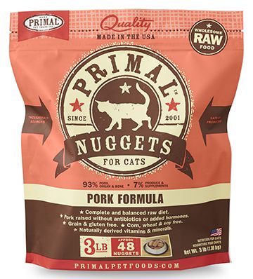 Primal Raw Frozen Nuggets Pork Formula Raw Cat Food, 3-lb (Size: 3-lb)