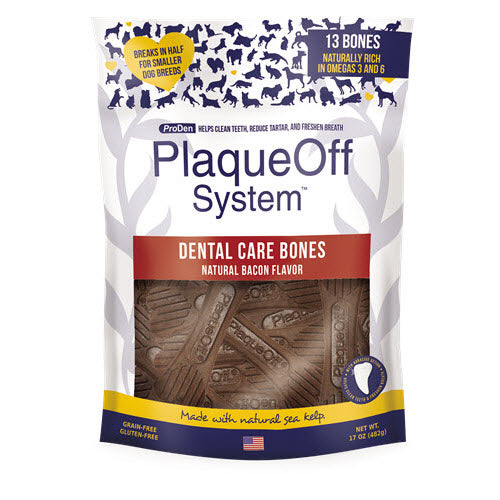 ProDen PlaqueOff System Dental Care Bones Natural Bacon Dental Dog Treats, 17-oz (Size: 17-oz)