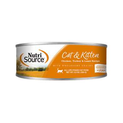 NutriSource Cat and Kitten Chicken Turkey and Lamb Canned Cat Food, 5-oz