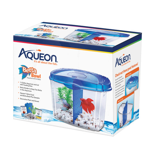 Aqueon Betta Bowl Aquarium Kit, Blue, 0.5-gallon (Size: 0.5-gallon)