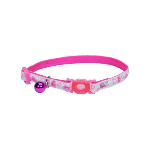 Safe Cat Glow in the Dark Adjustable Breakaway Collar, Glowing Pink Queen, 3/8-in x 8-12-in (Size: 3/8-in x 8-12-in)