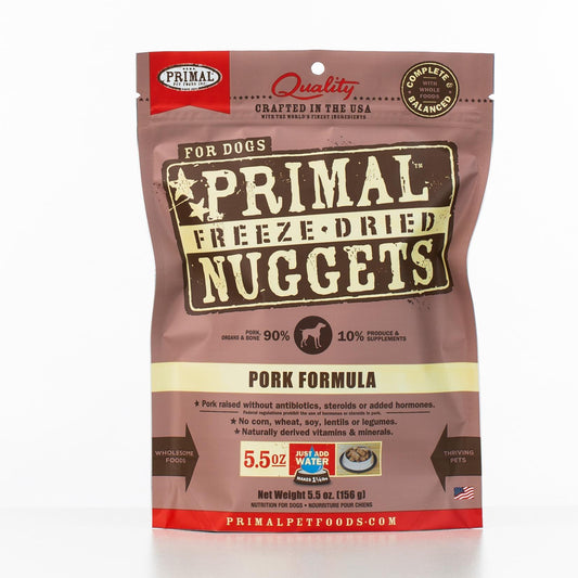 Primal Raw Freeze-Dried Nuggets Pork Formula Dog Food, 5.5-oz (Size: 5.5-oz)
