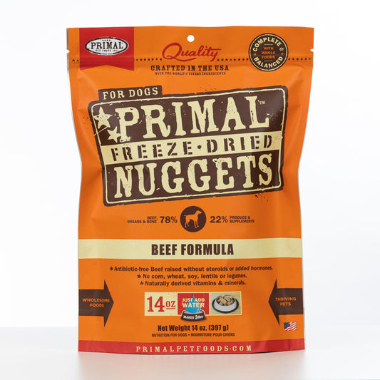 Primal Raw Freeze-Dried Nuggets Beef Formula Dog Food, 14-oz (Size: 14-oz)