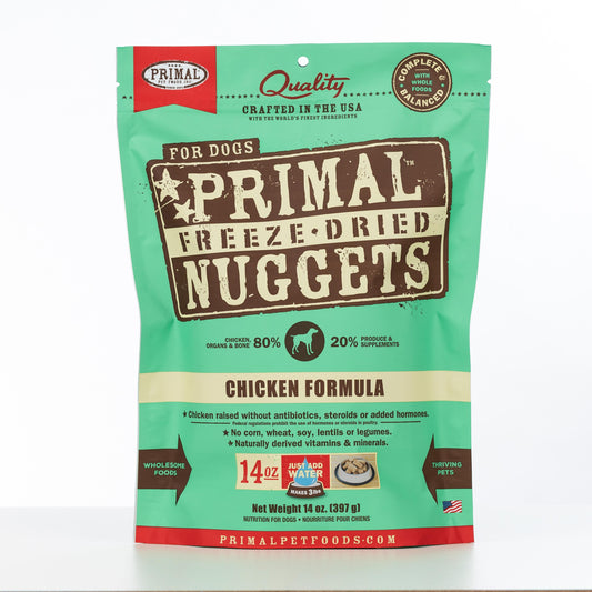 Primal Raw Freeze-Dried Nuggets Chicken Formula Dog Food, 14-oz (Size: 14-oz)