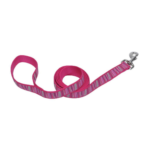 Ribbon Dog Leash, Pink Flamingo Stripe, 1-in x 6-ft (Size: 1-in x 6-ft)