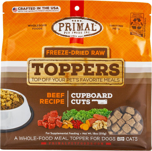 Primal Toppers Beef Freeze-Dried Raw Dog & Cat Food Topper, 18-oz (Size: 18-oz)