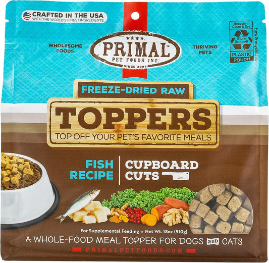Primal Toppers Fish Freeze-Dried Raw Dog & Cat Food Topper, 18-oz (Size: 18-oz)