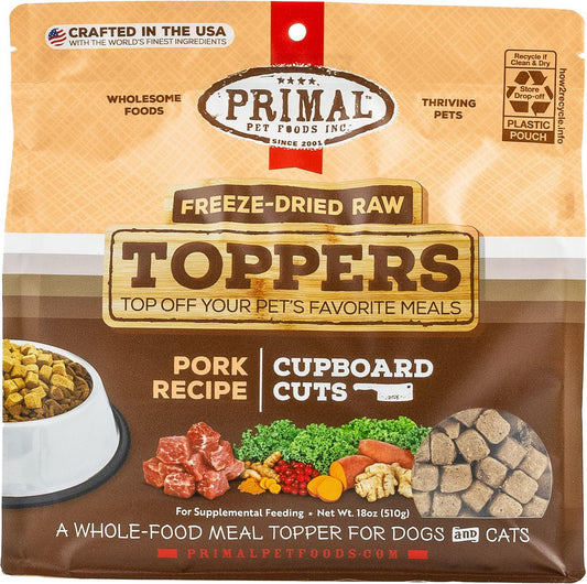 Primal Toppers Pork Freeze-Dried Raw Dog & Cat Food Topper, 18-oz (Size: 18-oz)