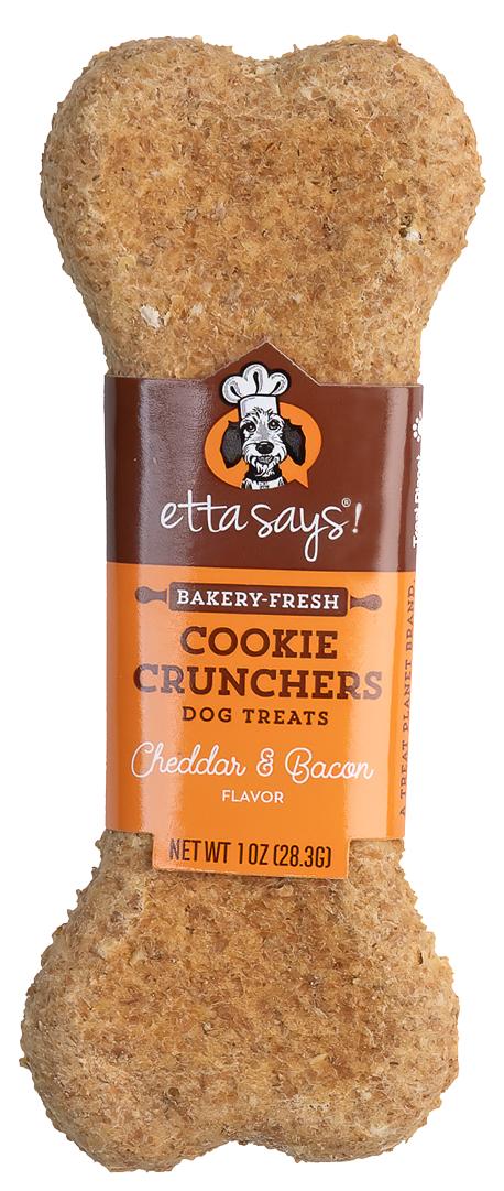 Etta Says! Bakery-Fresh Cookie Crunchers Cheddar & Bacon Dog Treats, 1-oz (Size: 1-oz)