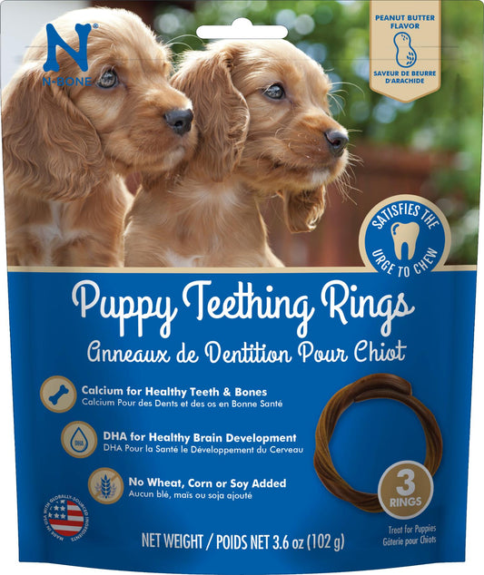 N-Bone Puppy Teething Rings Peanut Butter Flavor Dog Treats, 3-pk (Size: 3-pk)