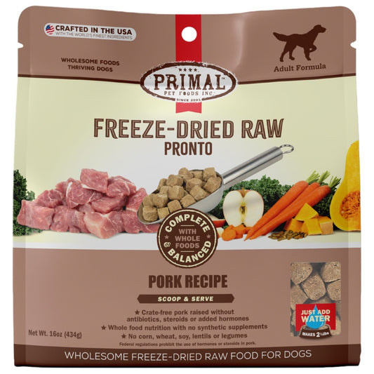Primal Pronto Raw Freeze-Dried Pork Recipe Dog Food, 16-oz (Size: 16-oz)