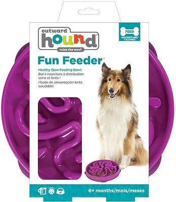 Outward Hound Fun Feeder Interactive Dog Bowl, Purple, Large Purple (Size: Large Purple)