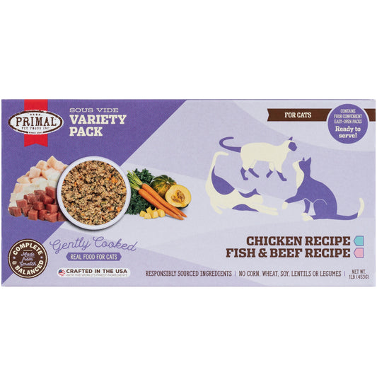 Primal Gently Cooked Variety Pack Frozen Cat Food, 1-lb (Size: 1-lb)