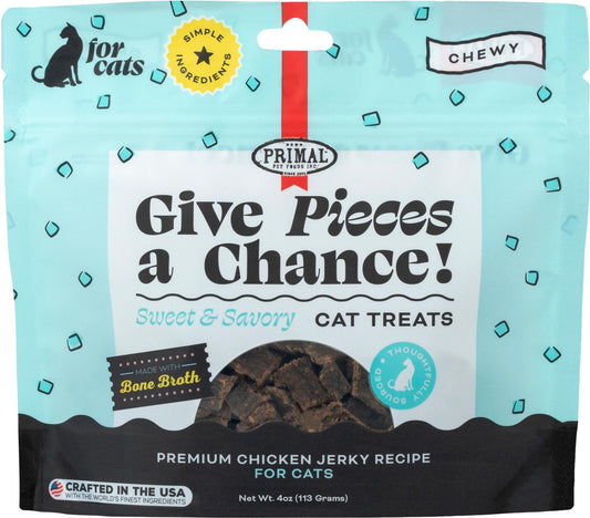 Primal Give Pieces A Chance Chicken with Broth Cat Treats, 4-oz (Size: 4-oz)