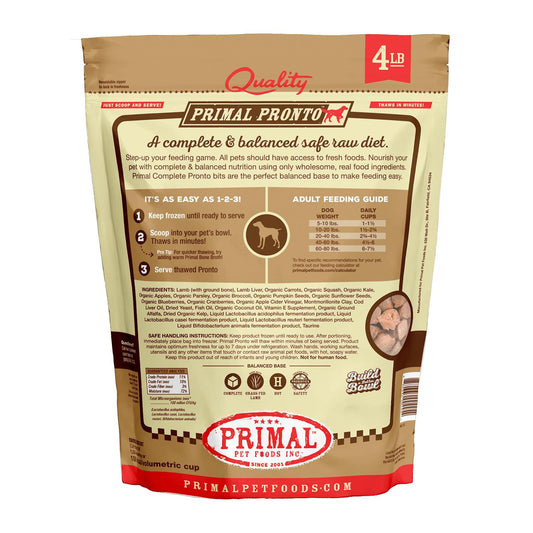 Primal Pronto Raw Frozen Lamb Formula Dog Food, 4-lb (Size: 4-lb)