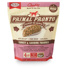 Primal Pronto Raw Frozen Turkey & Sardine Formula Dog Food, 4-lb (Size: 4-lb)