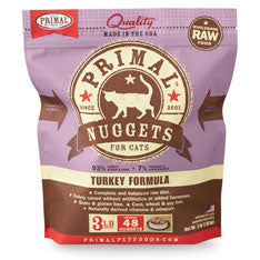 Primal Raw Frozen Nuggets Turkey Formula Cat Food, 3-lb