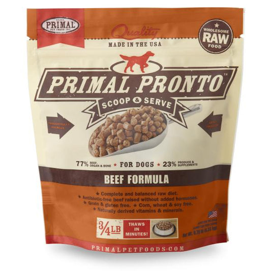 Primal Pronto Raw Frozen Beef Formula Dog Food, 12-oz (Size: 12-oz)