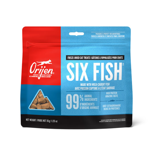 ORIJEN Six Fish Grain-Free Freeze-Dried Cat Treats, 1.25-oz (Size: 1.25-oz)