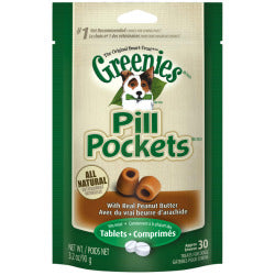 Greenies Pill Pockets Canine Tablets Real Peanut Butter Flavor Dog Treats, 30-count (Size: 30-count)