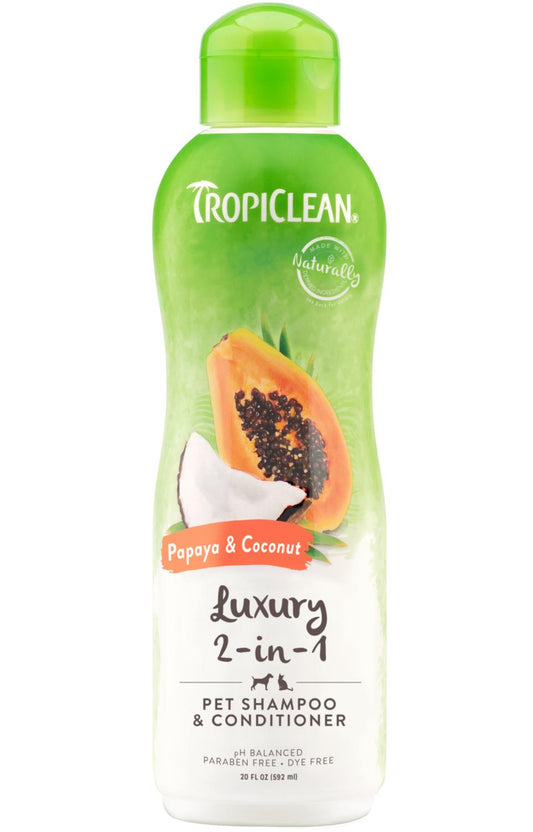 Tropiclean Papaya & Coconut Luxury 2-in-1 Pet Shampoo & Conditioner, 20-oz (Size: 20-oz)