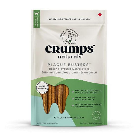 Crumps' Naturals Plaque Busters Bacon Dental Sticks Dog Treats, 7-in, 10-pk (Size: 7-in, 10-pk)