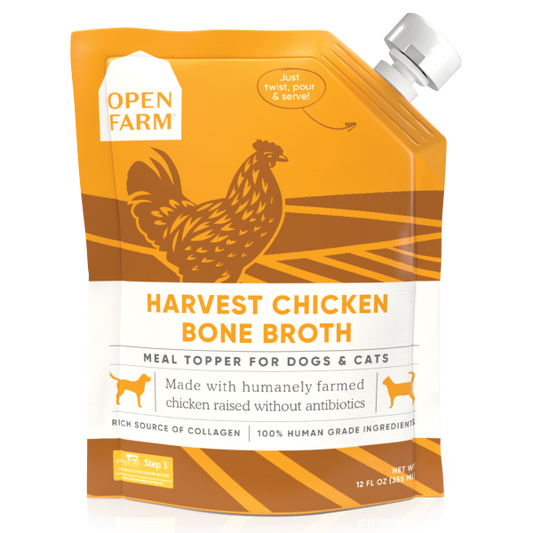 Open Farm Harvest Chicken Bone Broth Cat & Dog Meal Topper, 12-fl-oz (Size: 12-fl-oz)