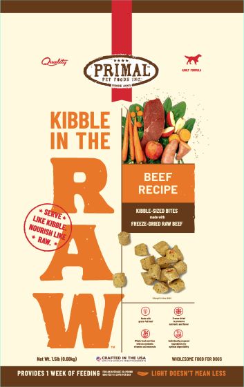 Primal - Kibble In The Raw - Beef Recipe - Dog - 1.5lb
