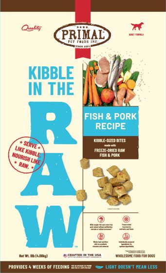 Primal - Kibble In The Raw - Fish & Pork Recipe - Dog - 9lb