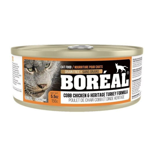 Boreal Cobb Chicken & Heritage Turkey Grain-Free Wet Cat Food Can, 156-gram (Size: 156-gram)
