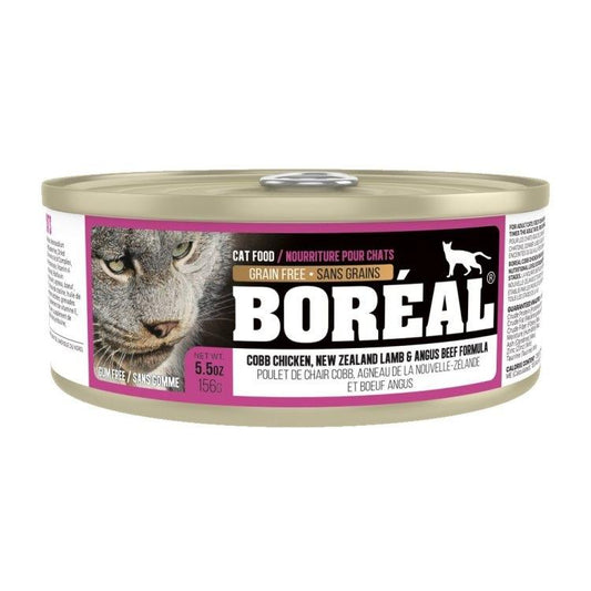 Boreal Cobb Chicken, New Zealand Lamb & Angus Beef Grain-Free Wet Cat Food Can, 156-gram (Size: 156-gram)