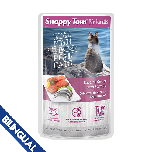 Snappy Tom® Naturals Sardine Cutlet with Salmon Wet Cat Food, 100 gm