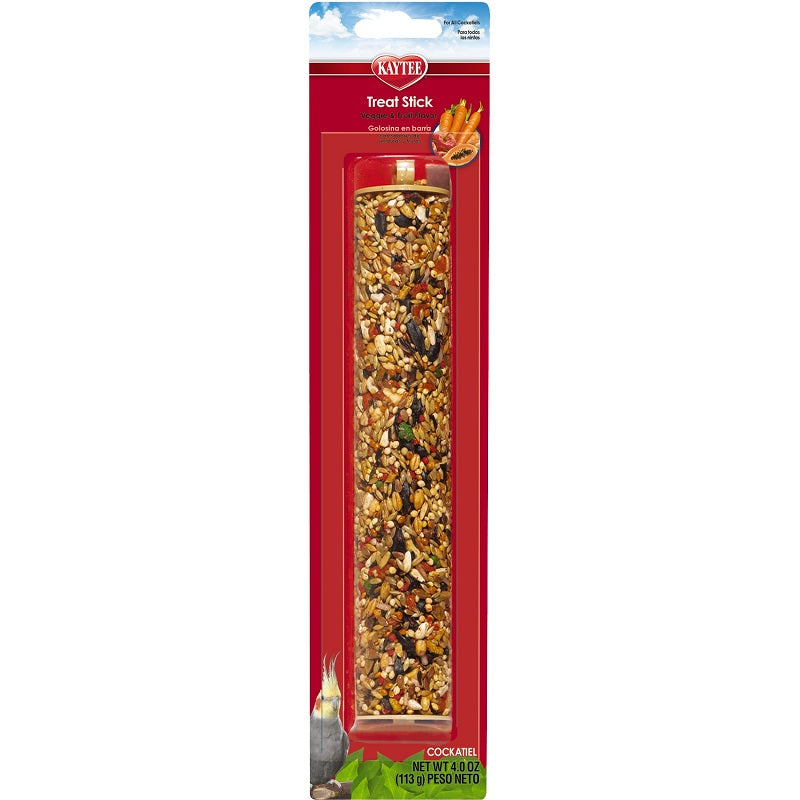 Kaytee Fiesta Treat Stick for Cockatiel, Veggies & Fruit Flavor, 4-oz