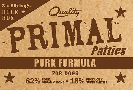 Primal Frozen Raw Patties Pork Formula Bulk Box Dog 18lb