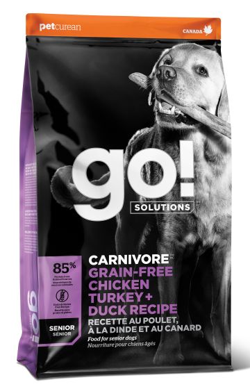 Go! Solutions Carnivore Chicken Turkey + Duck Senior Grain-Free Dry Dog Food, 12-lb (Size: 12-lb)