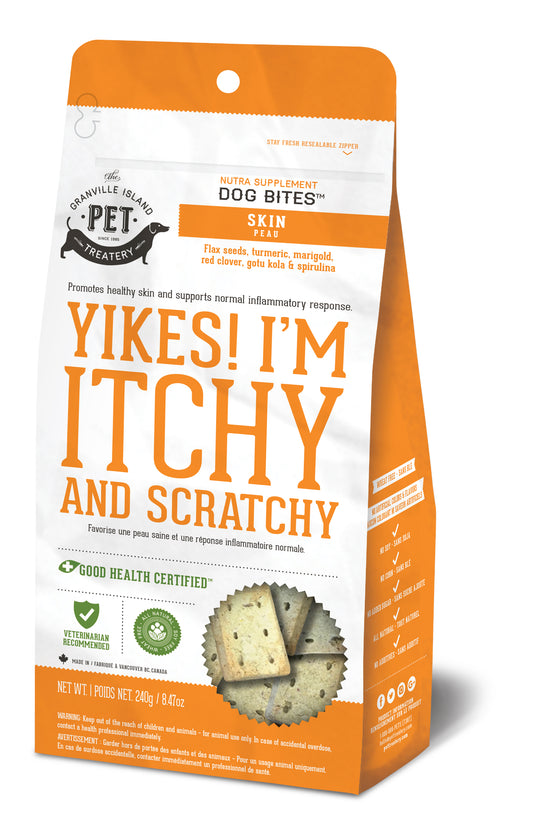 The Granville Island Pet Treatery Skin Yikes! I'm Itchy and Scratchy Dog Treats, 240-g (Size: 240-g)