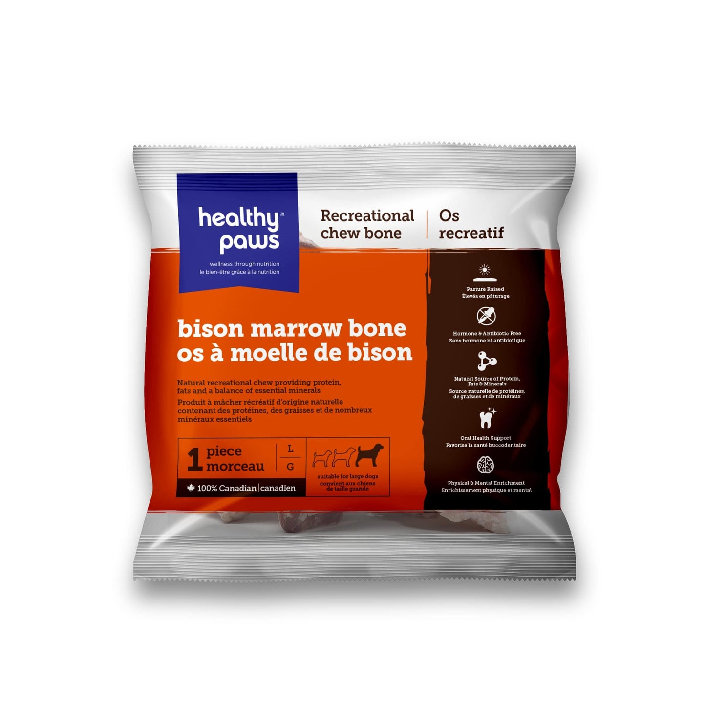 Healthy Paws Recreational Bison Marrow Bone Large - 1 piece