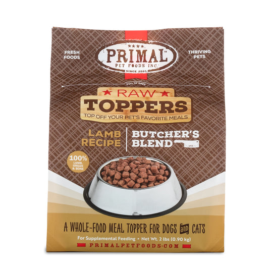 Primal Raw Toppers Butcher's Blend Lamb Dog & Cat Food Topper, 2-lb (Size: 2-lb)