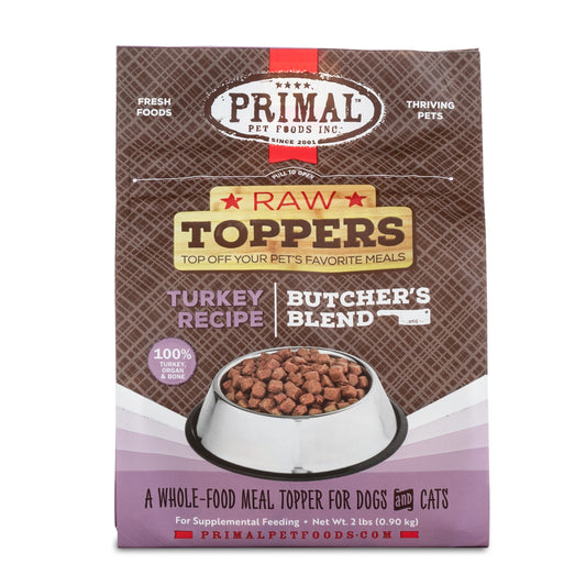 Primal Raw Toppers Butcher's Blend Turkey Dog & Cat Food Topper, 2-lb (Size: 2-lb)