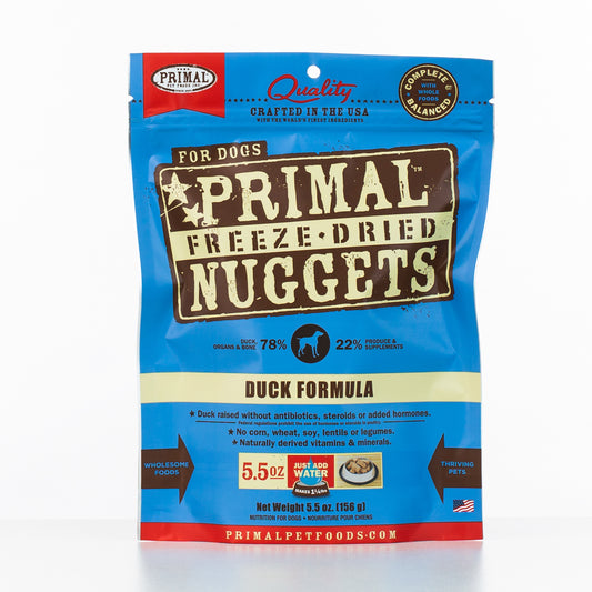 Primal Raw Freeze-Dried Nuggets Duck Formula Dog Food, 5.5-oz (Size: 5.5-oz)