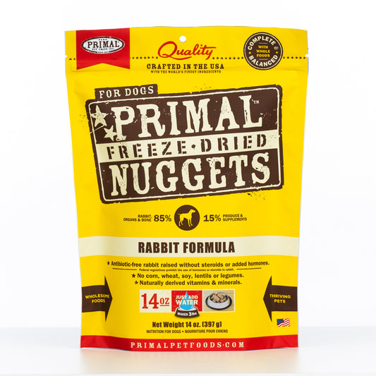 Primal Raw Freeze-Dried Nuggets Rabbit Formula Dog Food, 14-oz (Size: 14-oz)