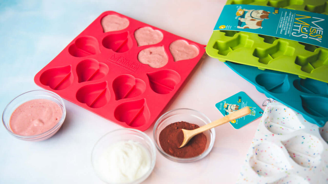 Messy Mutts Bake & Freeze Silicone Treat Maker, Hearts, Confetti