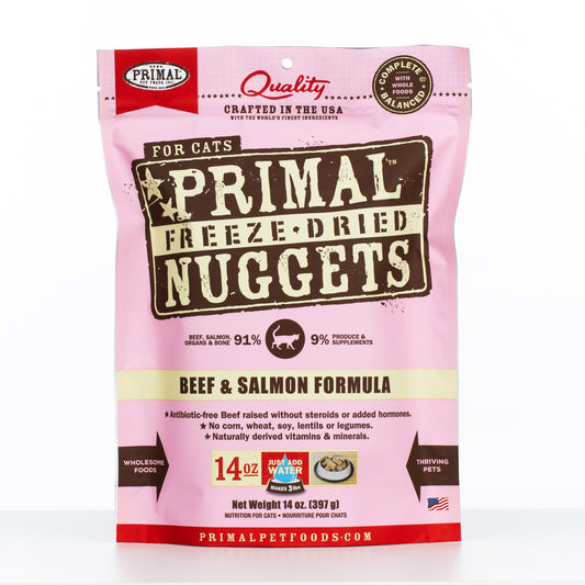Primal Raw Freeze-Dried Nuggets Beef & Salmon Formula Cat Food, 5.5-oz (Size: 5.5-oz)