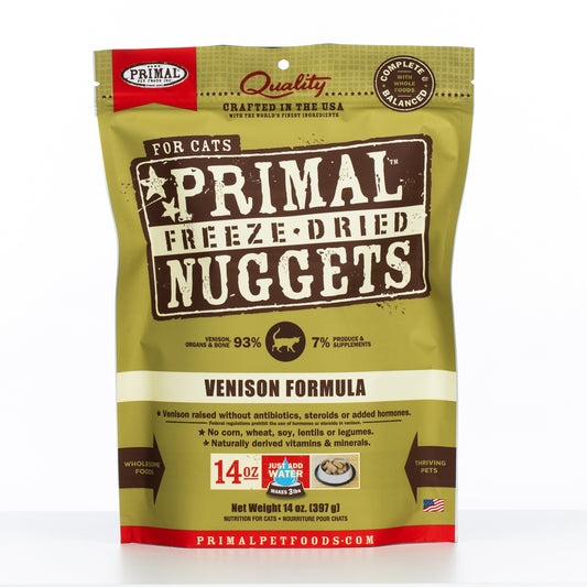 Primal Raw Freeze-Dried Nuggets Venison Formula Cat Food, 14-oz (Size: 14-oz)